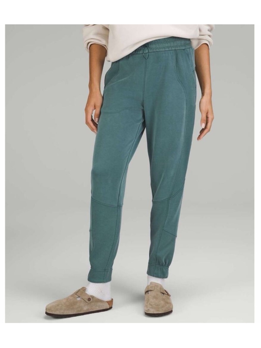Lululemon Brushed Softstreme Ribbed High-Rise Jogger Pants Green Jasper Size 12